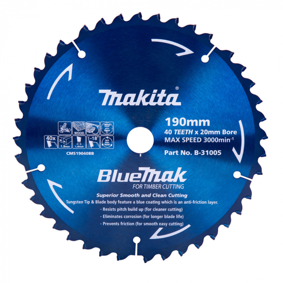 Bluemak TCT Saw Blade 190mm X 20mm X 40t - Cordless - B-31005