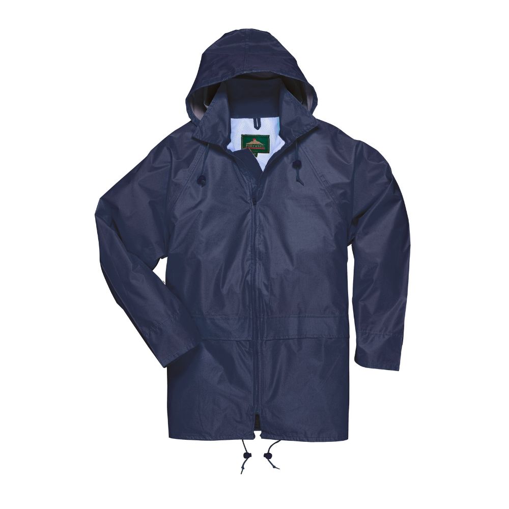 Portwest Classic Rain Jacket Waterproof Work Coat Hooded Zipped