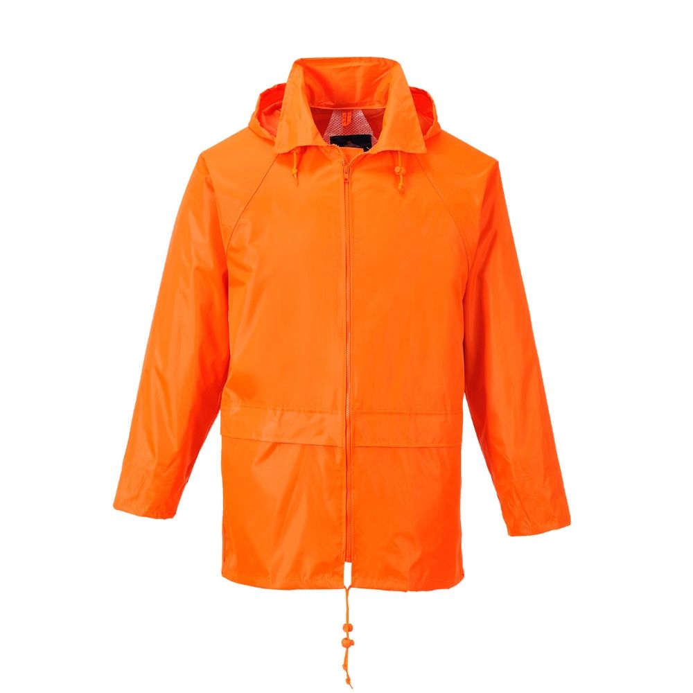 Portwest Classic Rain Jacket Waterproof Work Coat Hooded Zipped ...