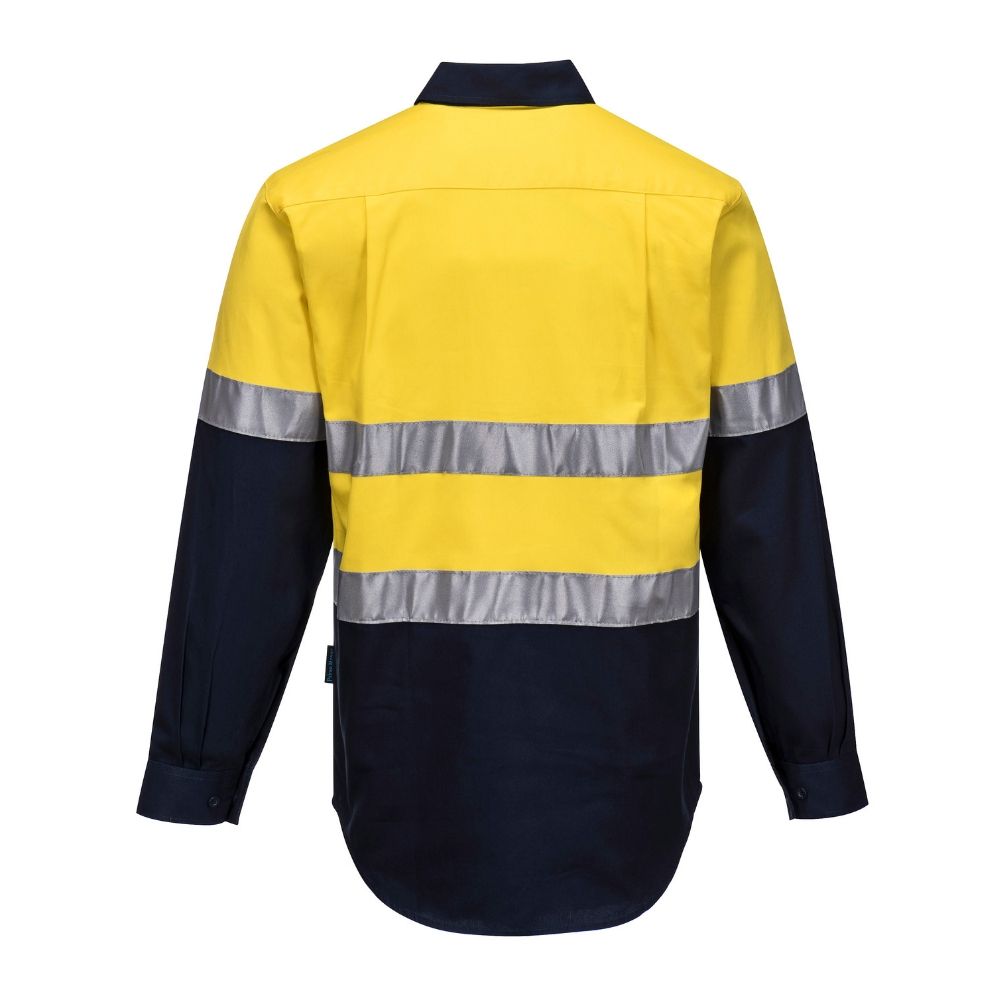 Hi Vis Two Tone Regular Weight Long Sleeve Closed Front Shirt With Tape