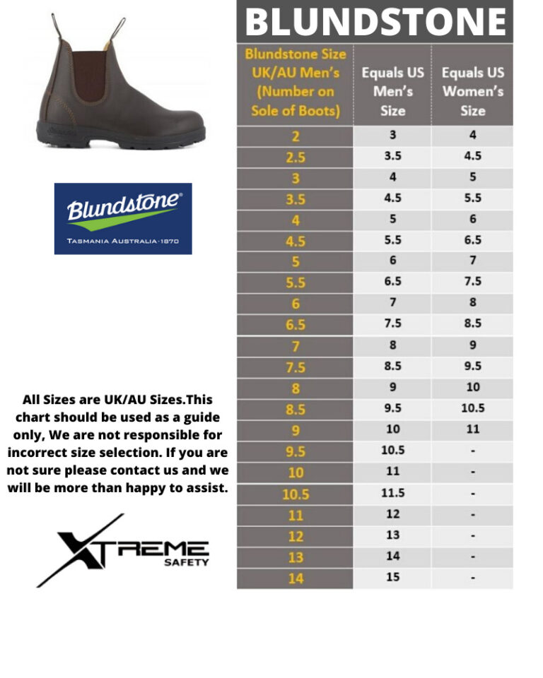 Blundstone Boots Size Chart