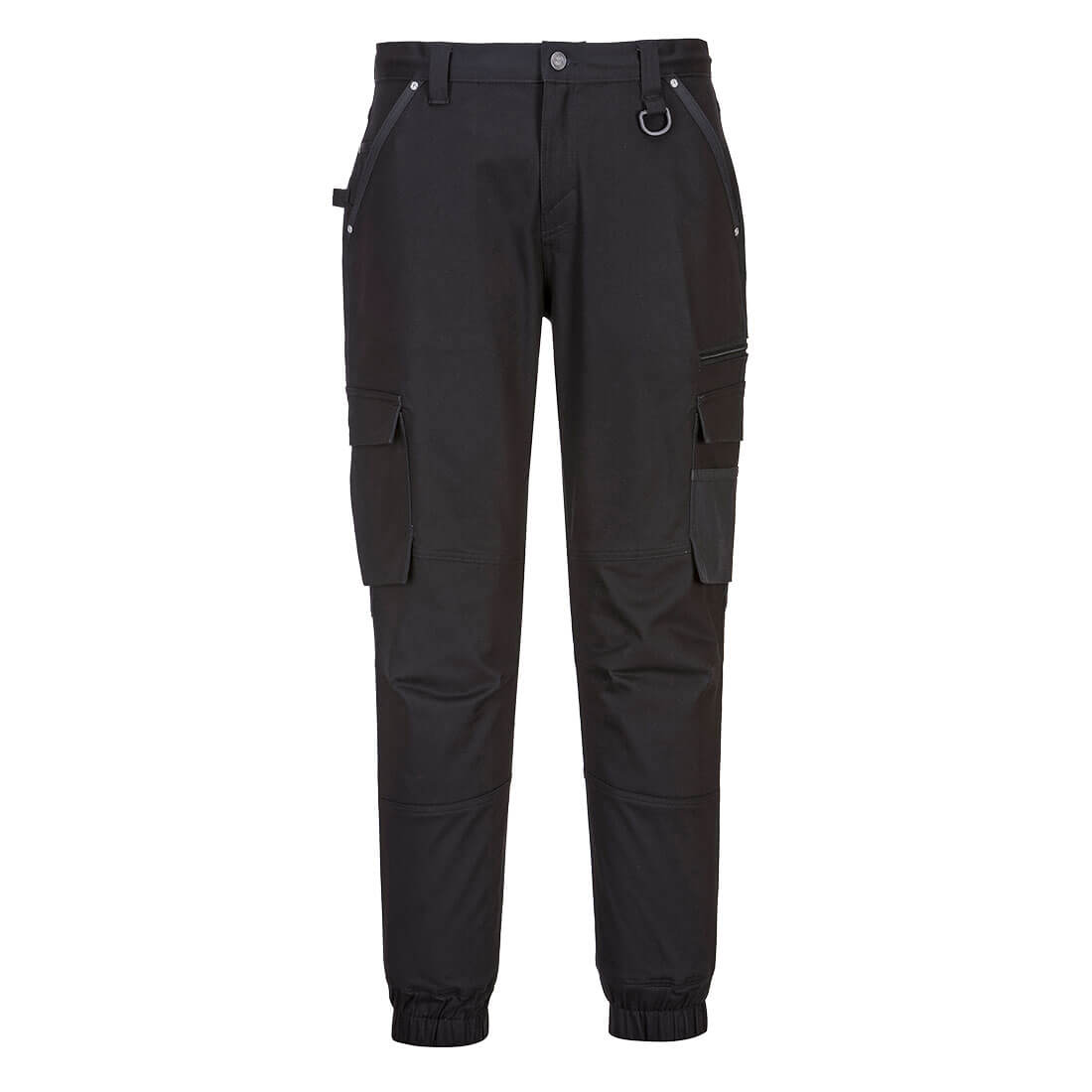 Cuffed Slim Fit Stretch Work Pants Black 