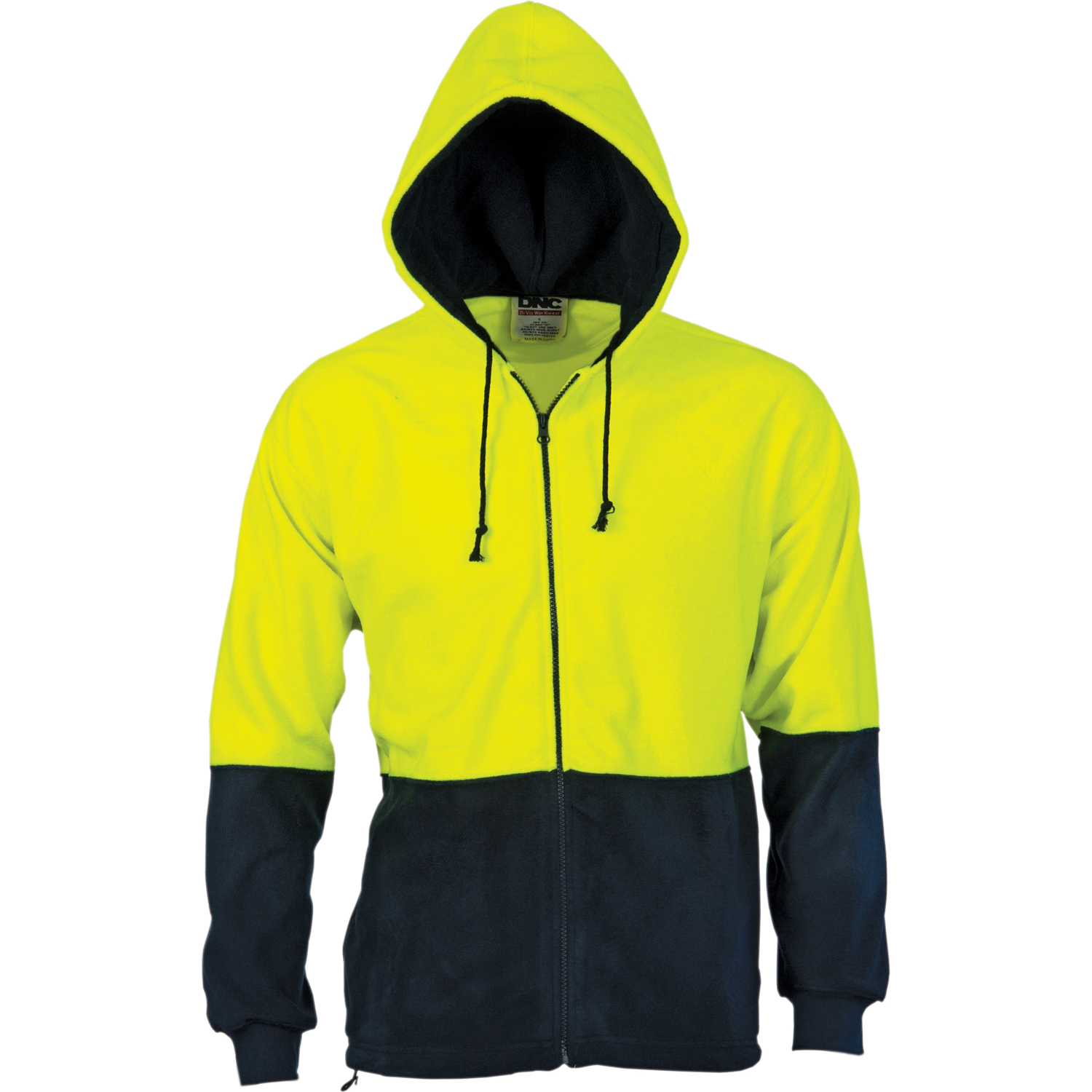 HiVis Two Tone Full Zip Polar Fleece Hoodie Xtreme Safety