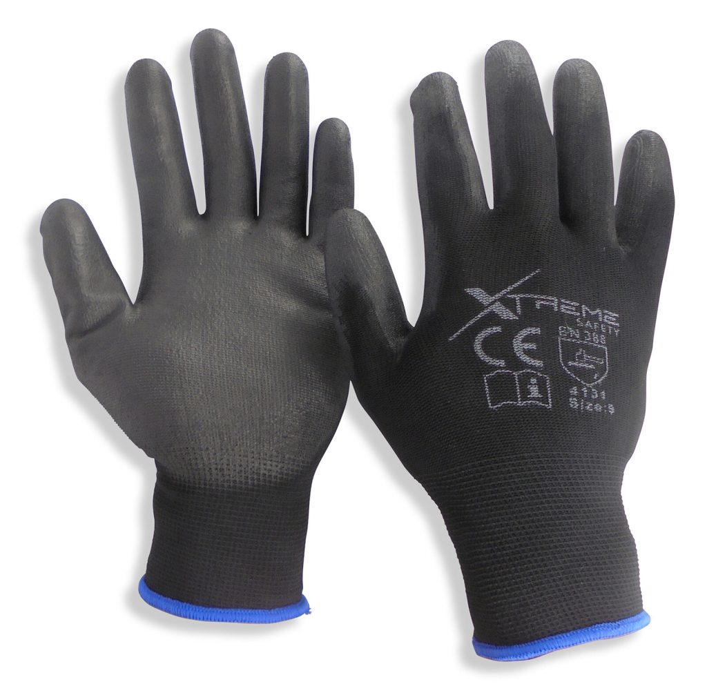 Black PU Coated General Purpose Safety Gloves | Xtreme Safety